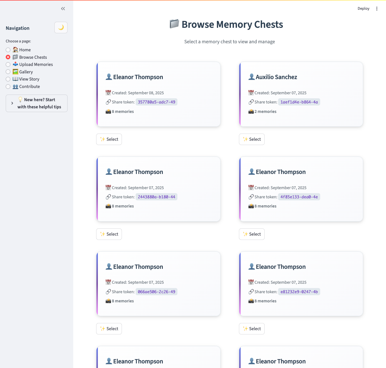 Browse Memory Chests