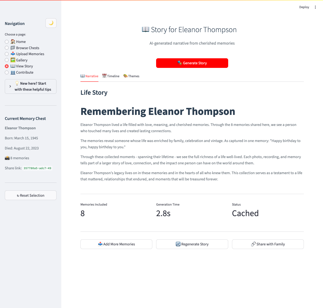 Generated Life Story