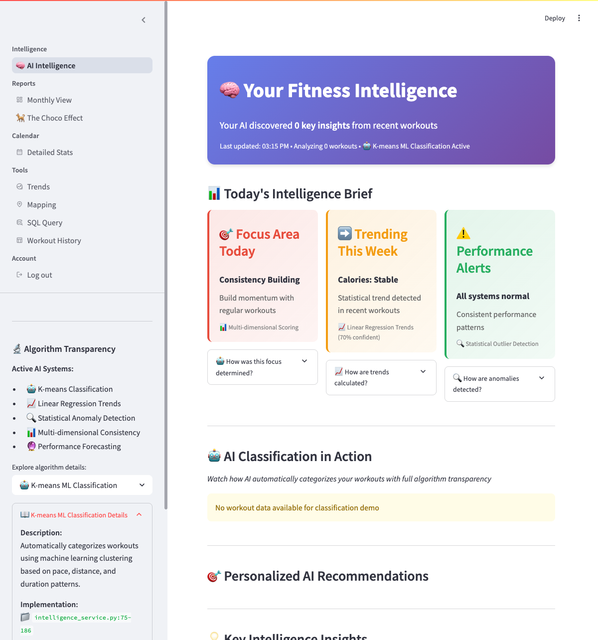 Algorithm transparency panel